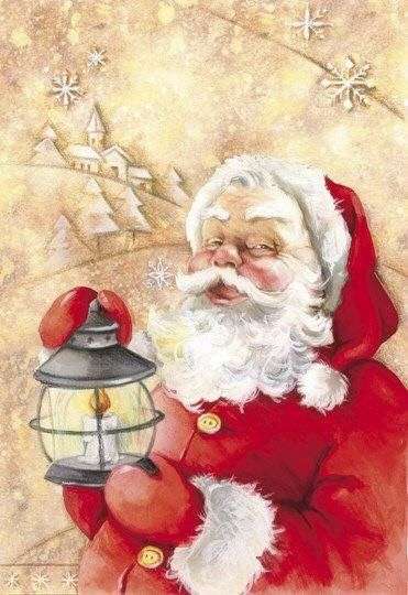 An art of Santa Claus in color painted